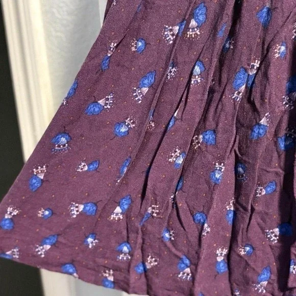 Free People Teagan Mini Dress Purple Floral Keyhole Back Boho Festival Womens 0 - Picture 3 of 8